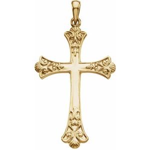 14K Yellow 38x26 mm Cross Pendant - Siddiqui Jewelers