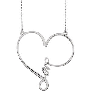 14K White "Love" Heart Infinity-Inspired 18" Necklace - Siddiqui Jewelers