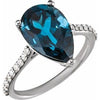 14K White London Blue Topaz & 1/4 CTW Diamond Ring - Siddiqui Jewelers