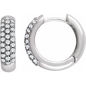 14K White 1/2 CTW Diamond Pavé Hoop Earrings - Siddiqui Jewelers