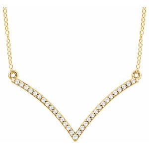14K Yellow 1/6 CTW Diamond "V" 18" Necklace - Siddiqui Jewelers