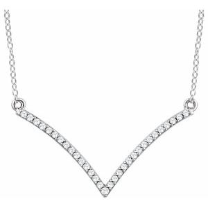 14K White 1/6 CTW Diamond "V" 18" Necklace - Siddiqui Jewelers