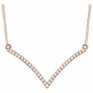 14K Rose 1/6 CTW Diamond "V" 18" Necklace - Siddiqui Jewelers