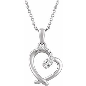 Sterling Silver .05 CTW Diamond Heart 16-18" Necklace - Siddiqui Jewelers