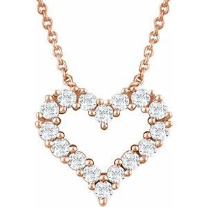 14K Rose 1/4 CTW Diamond Heart 18" Necklace - Siddiqui Jewelers