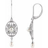 Sterling Silver Freshwater Cultured Pearl & .05 CTW Diamond Earrings - Siddiqui Jewelers