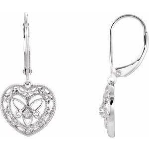 Sterling Silver .02 CTW Diamond Lever Back Earrings - Siddiqui Jewelers