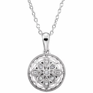 Sterling Silver .05 CTW Diamond 18" Necklace-Siddiqui Jewelers