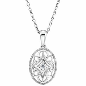 Sterling Silver .03 CT Diamond 18" Necklace-Siddiqui Jewelers