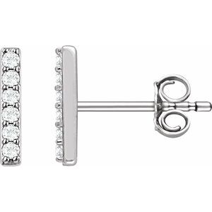 14K White 1/10 CTW Natural Diamond Bar Earrings Siddiqui Jewelers