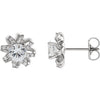 14K White Sapphire & 1/8 CTW Diamond Halo-Style Earrings - Siddiqui Jewelers