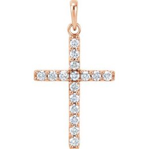 14K Rose 1/2 CTW Diamond Cross Pendant-Siddiqui Jewelers