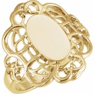 14K Yellow 11x6.5 mm Oval Signet Ring - Siddiqui Jewelers