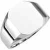 14K White 12x10 mm Octagon Signet Ring - Siddiqui Jewelers