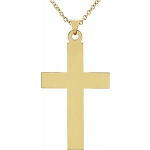 14K Yellow 28x18 mm Cross 18" Necklace - Siddiqui Jewelers