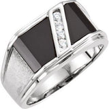14K White Onyx & 1/8 CTW Diamond Bezel-Set Ring - Siddiqui Jewelers