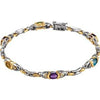 14t White/Yellow Amethyst, Citrine, Mozambique Garnet, Rhodolite Garnet, Peridot, Swiss Blue Topaz  & 1/10 CTW Diamond 7.5" Bracelet - Siddiqui Jewelers