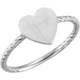 Continuum Sterling Silver Heart Engravable Rope Ring - Siddiqui Jewelers