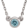Rhodium-Plated Sterling Silver 3 mm Round Imitation Aquamarine Solitaire 16" Necklace-Siddiqui Jewelers