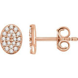 14K Rose 1/6 CTW Diamond Oval Cluster Earrings - Siddiqui Jewelers