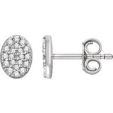 14K White 1/6 CTW Diamond Oval Cluster Earrings - Siddiqui Jewelers