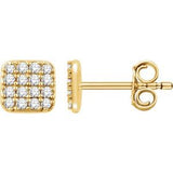 14K Yellow 1/5 CTW Diamond Square Cluster Earrings - Siddiqui Jewelers
