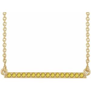 14K Yellow 1/6 CTW Yellow Diamond 18" Bar Necklace - Siddiqui Jewelers