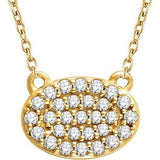 14K Yellow 1/5 CTW Diamond Oval Cluster 16-18" Necklace - Siddiqui Jewelers