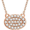 14K Rose 1/5 CTW Diamond Oval Cluster 16-18" Necklace - Siddiqui Jewelers