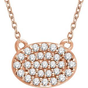 14K Rose 1/5 CTW Diamond Oval Cluster 16-18" Necklace - Siddiqui Jewelers