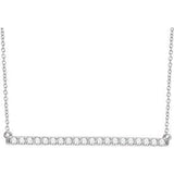 14K White 1/6 CTW Diamond Bar 16-18" Necklace - Siddiqui Jewelers