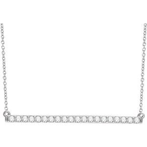 14K White 1/6 CTW Diamond Bar 16-18" Necklace - Siddiqui Jewelers