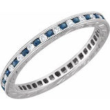 14K White Blue Sapphire & 1/4 CTW Diamond Eternity Band Size 7 - Siddiqui Jewelers