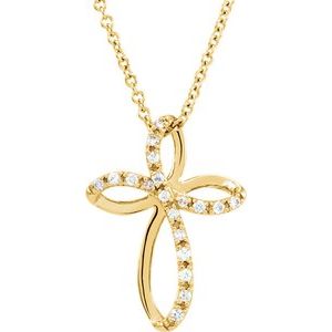 14K Yellow 1/10 CTW Diamond Cross 18" Necklace - Siddiqui Jewelers