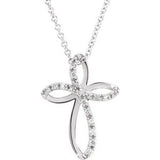 14K White 1/10 CTW Diamond Cross 18" Necklace - Siddiqui Jewelers