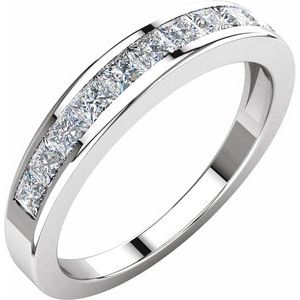 14K White 3/4 CTW Diamond Anniversary Band Size 7.5 - Siddiqui Jewelers