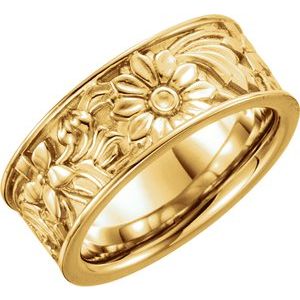 14K Yellow 8.25 mm Floral Band - Siddiqui Jewelers