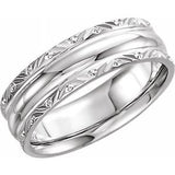 14K White 6 mm Design-Engraved Band Size 7 - Siddiqui Jewelers