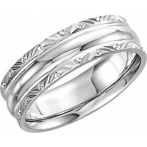 14K White 6 mm Design-Engraved Band Size 7 - Siddiqui Jewelers