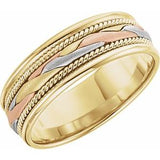 14K Yellow/White/Rose 7 mm Woven Band Size 10 - Siddiqui Jewelers