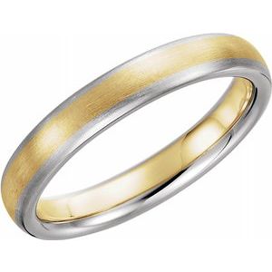 14K White & Yellow 4 mm Half Round Band with Satin Finish Size 7 - Siddiqui Jewelers