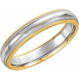 14K Yellow/White/Yellow 4 mm Half-Round Band with Double Milgrain Size 7 - Siddiqui Jewelers
