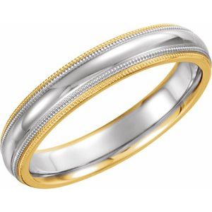 14K Yellow/White/Yellow 4 mm Half-Round Band with Double Milgrain Size 7 - Siddiqui Jewelers