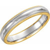 14K Yellow/White/Yellow 4 mm Half-Round Band with Double Milgrain Size 10.5 - Siddiqui Jewelers