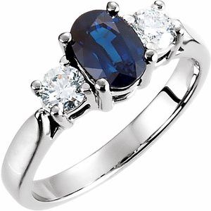 14K White Blue Sapphire & 3/8 CTW Diamond Ring - Siddiqui Jewelers