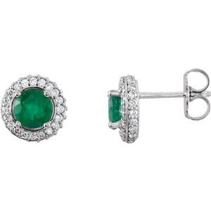 14K White Emerald & 1/3 CTW Diamond Earrings - Siddiqui Jewelers