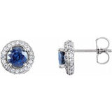 14K White Blue Sapphire & 1/3 CTW Diamond Earrings - Siddiqui Jewelers