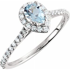 14K White Aquamarine & 3/8 CTW Diamond Engagement Ring -Siddiqui Jewelers