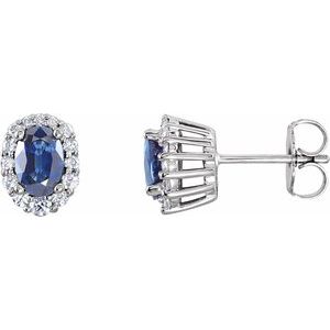 14K White Blue Sapphire & 1/3 CTW Diamond Cluster Earrings - Siddiqui Jewelers