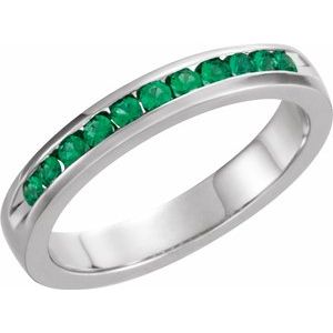 Emerald Classic Channel-Set Anniversary Band - Siddiqui Jewelers